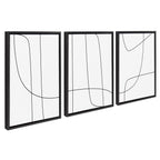 Sylvie Modern Line Abstract Black and White Framed Canvas Set by The Creative Bunch Studio
