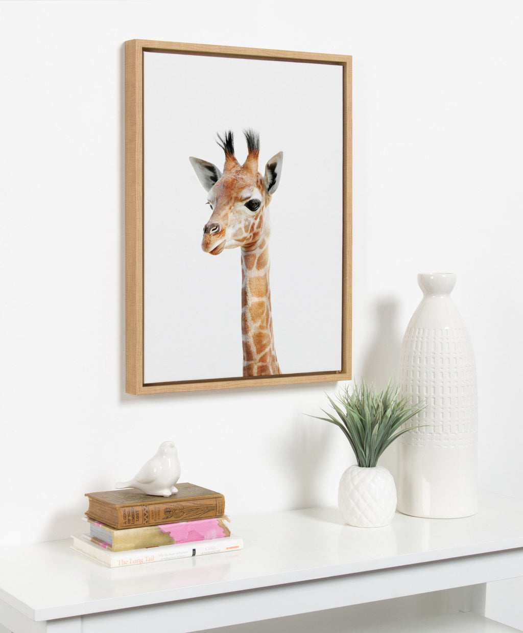 Sylvie Baby Giraffe Framed Canvas by Amy Peterson