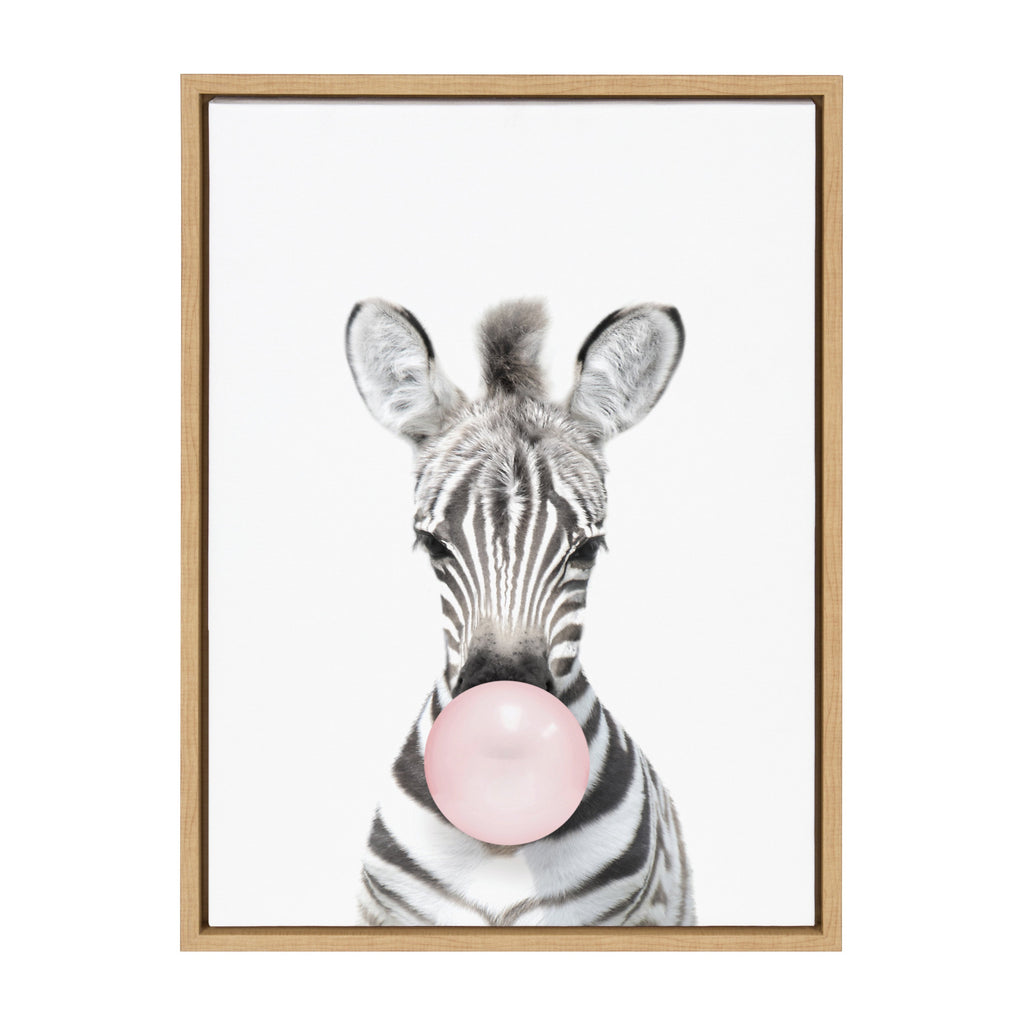 Sylvie Bubble Gum Zebra Framed Canvas by Amy Peterson Art Studio