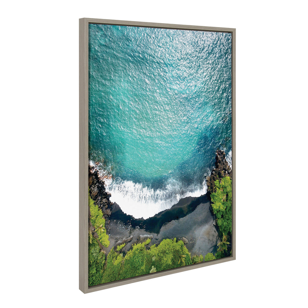 Sylvie Maui Black Sand Beach 1 Framed Canvas by Rachel Bolgov