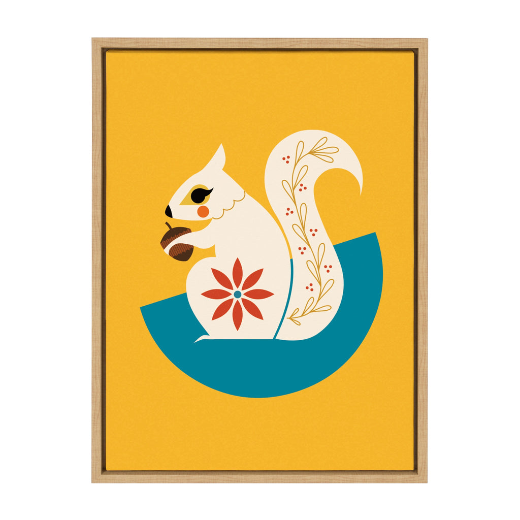 Sylvie White Squirrel Framed Canvas by Amber Leaders Designs