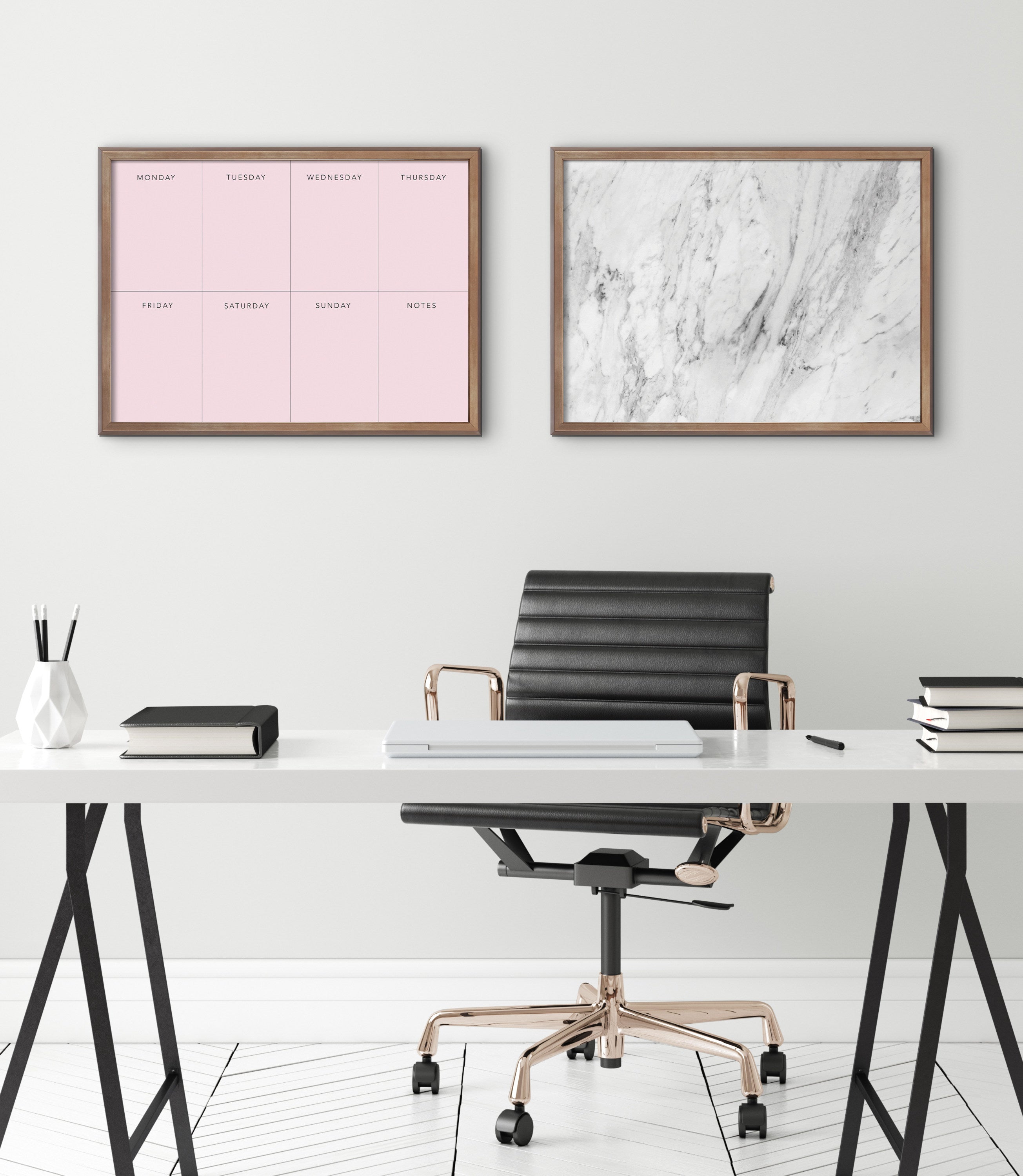Blake This Week Pink Framed Printed Glass by The Creative Bunch Studio