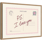 PS I Love You Postcard by Lucky Guava Framed Canvas Wall Art Print