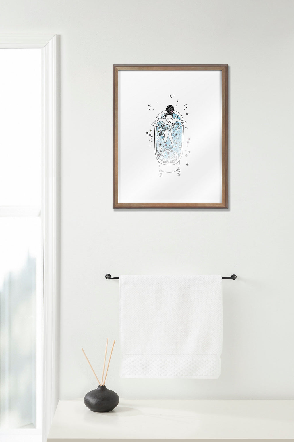 Blake Girl in a Bath Framed Printed Glass by Viola Kreczmer