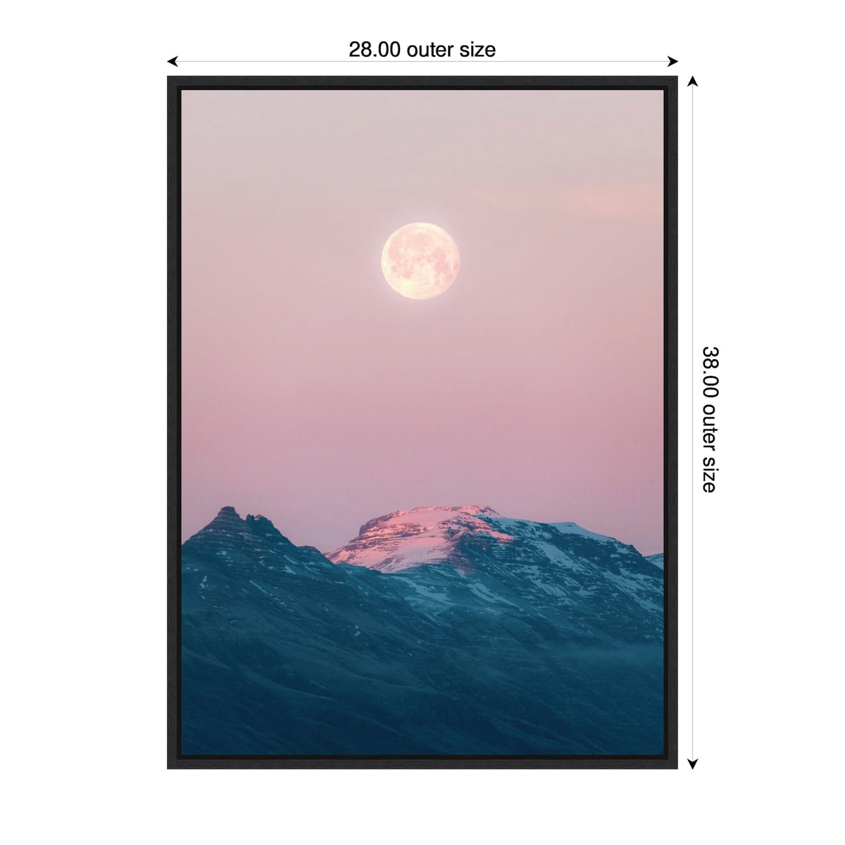 Sylvie Pastel Moonrise over Icelandic Mountains Framed Canvas by Michael Schauer