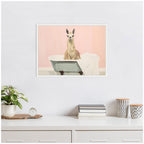 Sylvie Charming Boho Cottage Farmhouse Llama in Bathtub Framed Canvas by The Creative Bunch Studio
