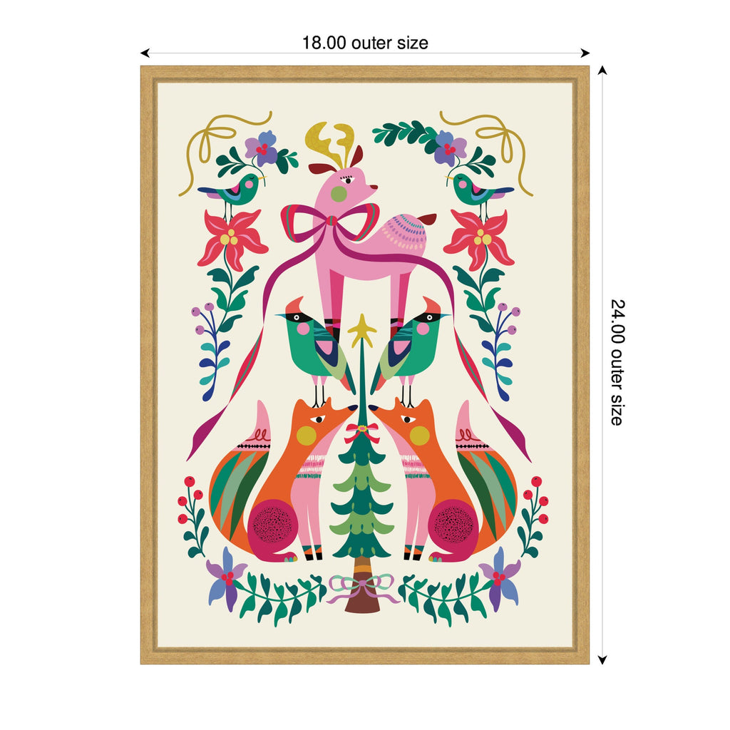 Sylvie Framed Canvas Winter Woodland Animals Christmas Tree by Rachel Lee