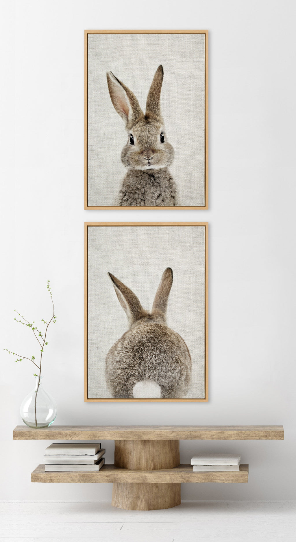 Sylvie Bunny Portrait and Bunny Tail Framed Canvas Art Set by Amy Peterson Art Studio