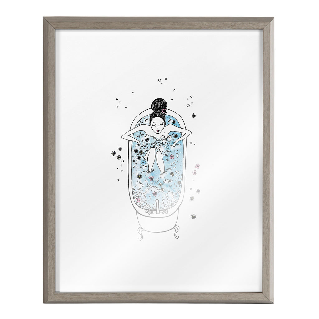 Blake Girl in a Bath Framed Printed Glass by Viola Kreczmer