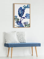 Sylvie CI Monstera Blue Magic Framed Canvas by Ingrid Sanchez of CreativeIngrid