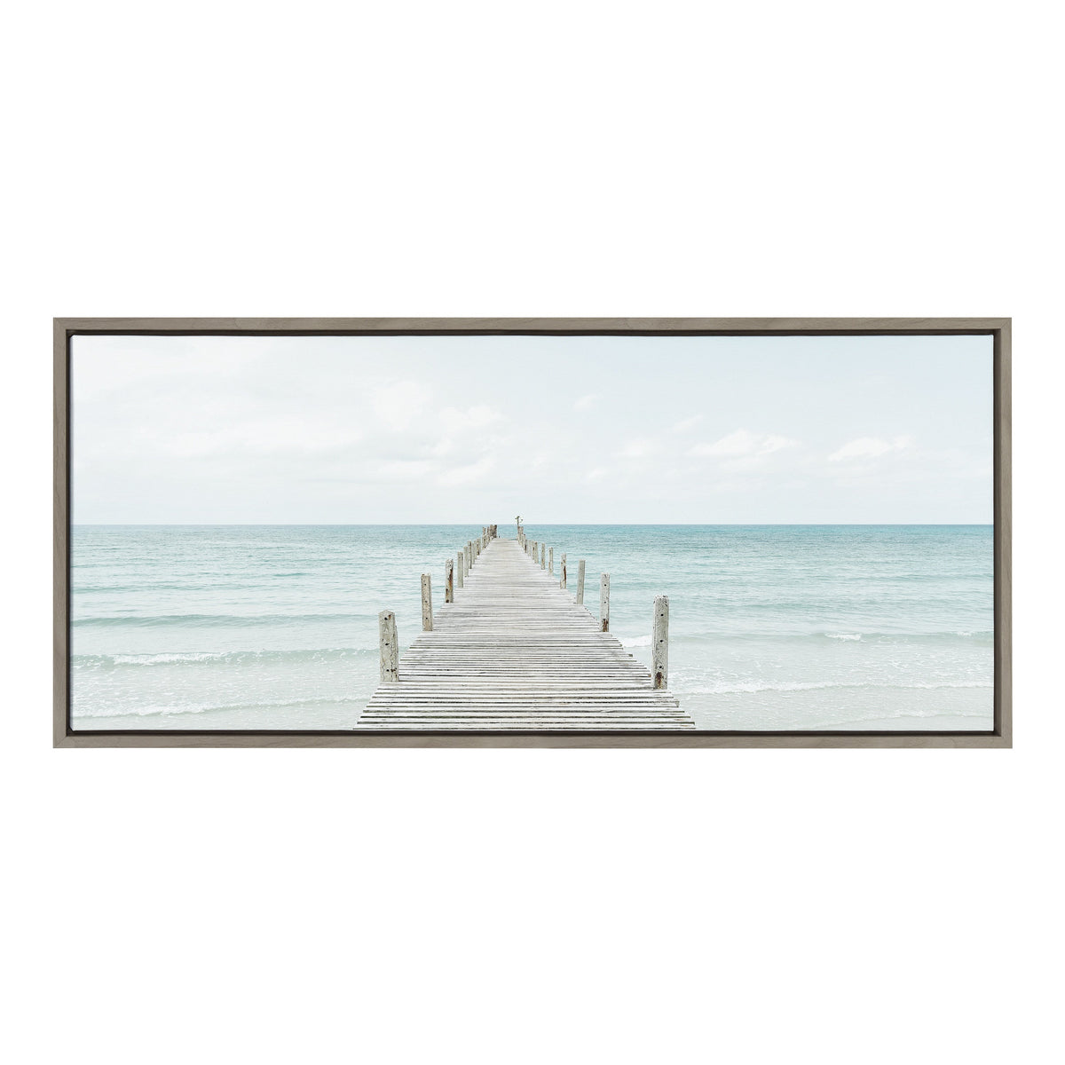 Sylvie Wooden Pier on Beach Framed Canvas by Amy Peterson Art Studio