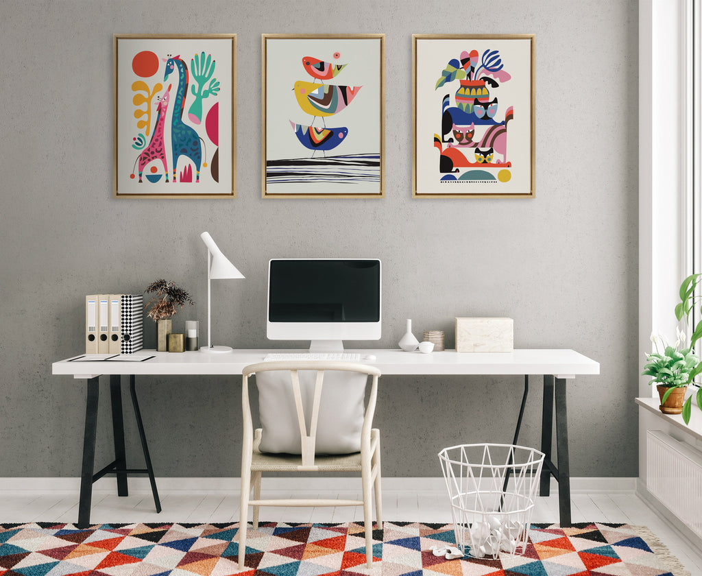 Sylvie 3 Cats Framed Canvas by Rachel Lee of My Dream Wall