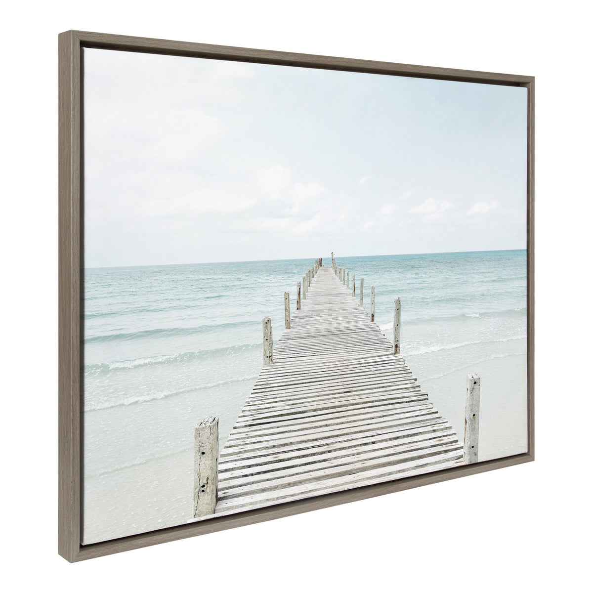 Sylvie Wooden Pier on Beach Framed Canvas by Amy Peterson Art Studio