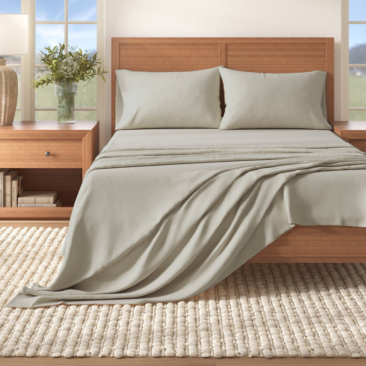 Cotton Solid Flannel Sheet - Nordic Collection