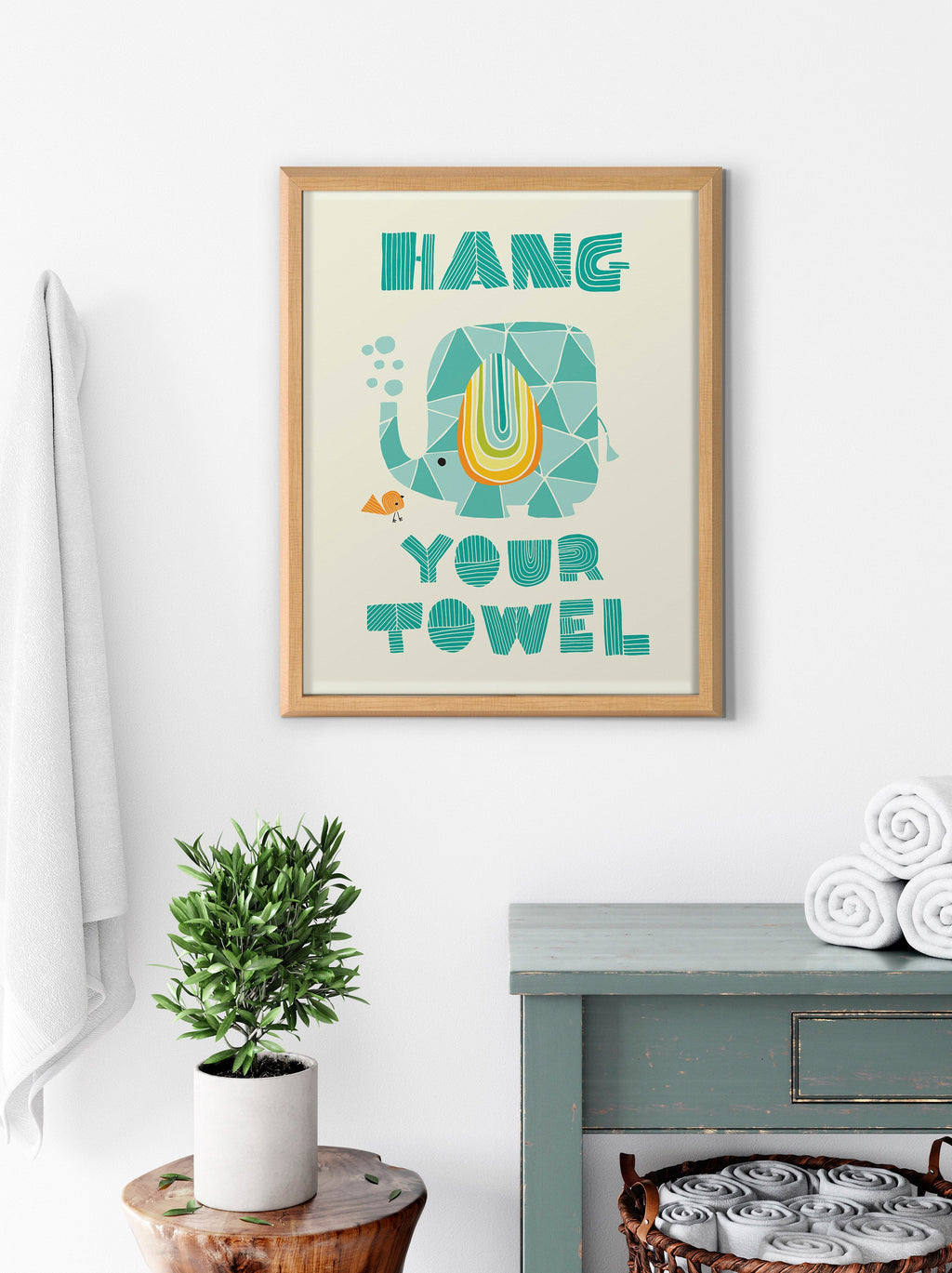 Blake Splish Splash Zoo Elephant Framed Printed Glass by Heather Rosas