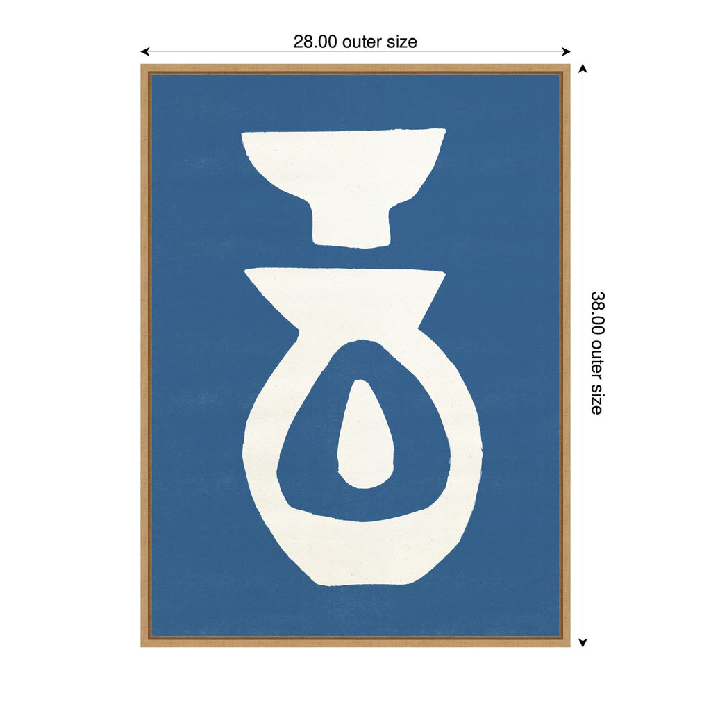 Sylvie Ceramic Blue Beige 1 Framed Canvas by Rocket Jack