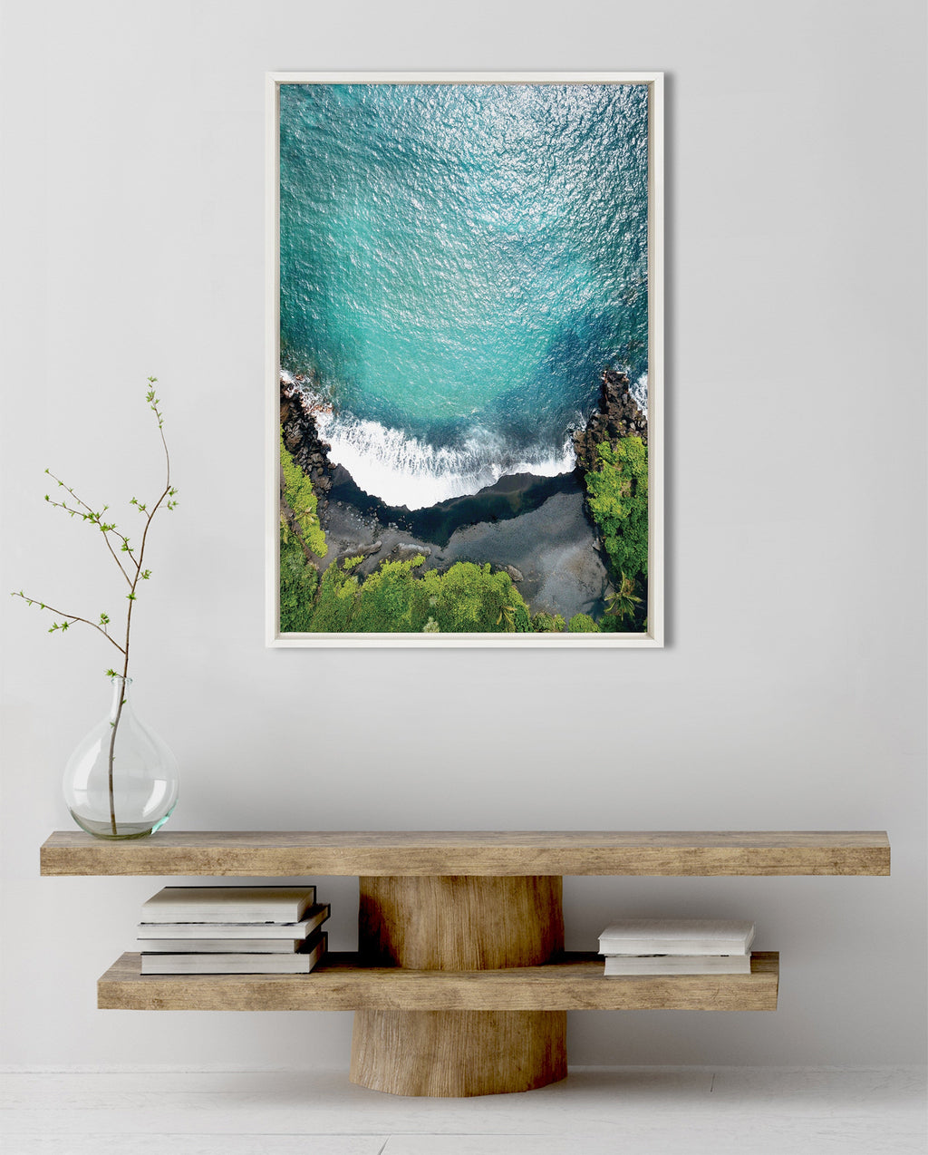 Sylvie Maui Black Sand Beach 1 Framed Canvas by Rachel Bolgov