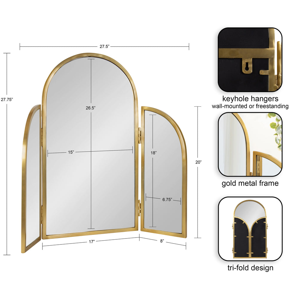 Amoli Tri-Fold Arch Metal Mirror