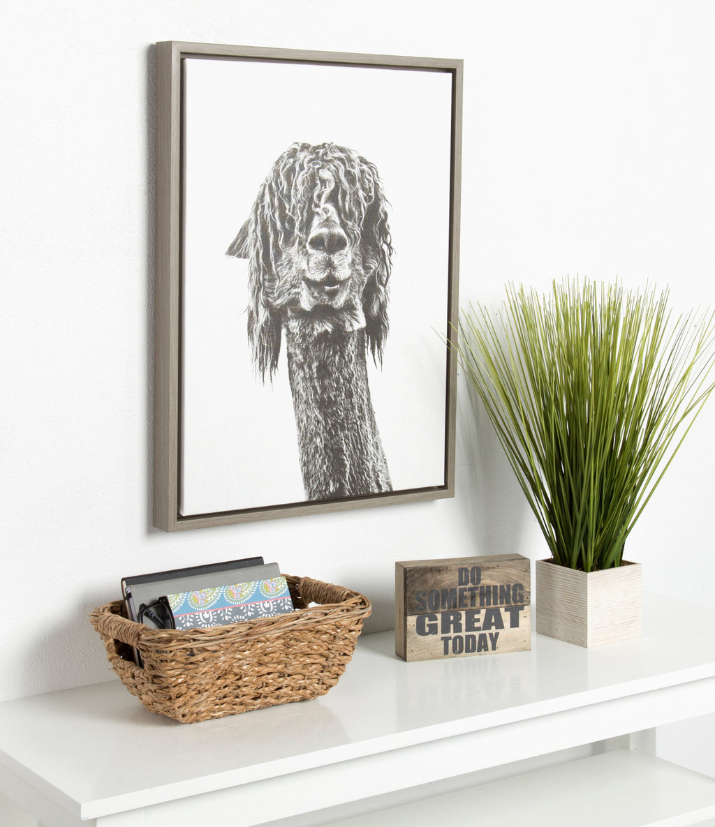 Sylvie Curly Hair Alpaca Framed Canvas by Simon Te Tai