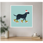 Sylvie Framed Canvas Cute Christmas Black Labrador Retriever by Carrie Cantwell