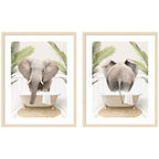Elephant Palm Bathtub 2 Piece Framed Wall Art Print Set by Amy Peterson