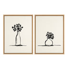 Sylvie Still Life Sketched Botanical Flower Vase Framed Canvas Set by The Creative Bunch Studio