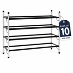 4-Tier Adjustable Shoe Rack, Slide-n-Adjust, Silver & Black Finish
