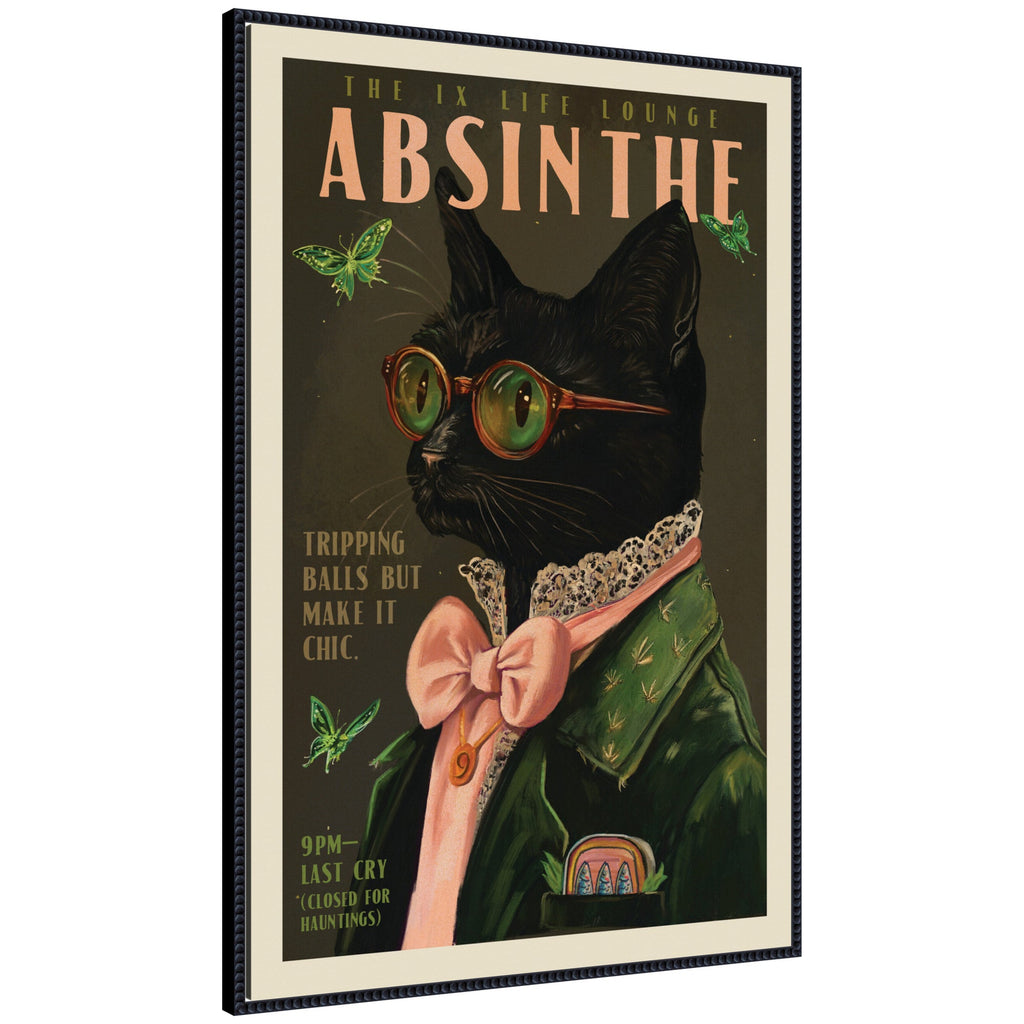 WG Absinthe Kitty by The Whiskey Ginger Framed Canvas Wall Art Print
