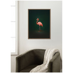 Flamingo Side View Rich Green Backdrop by The Creative Bunch Studio Framed Canvas Wall Art Print