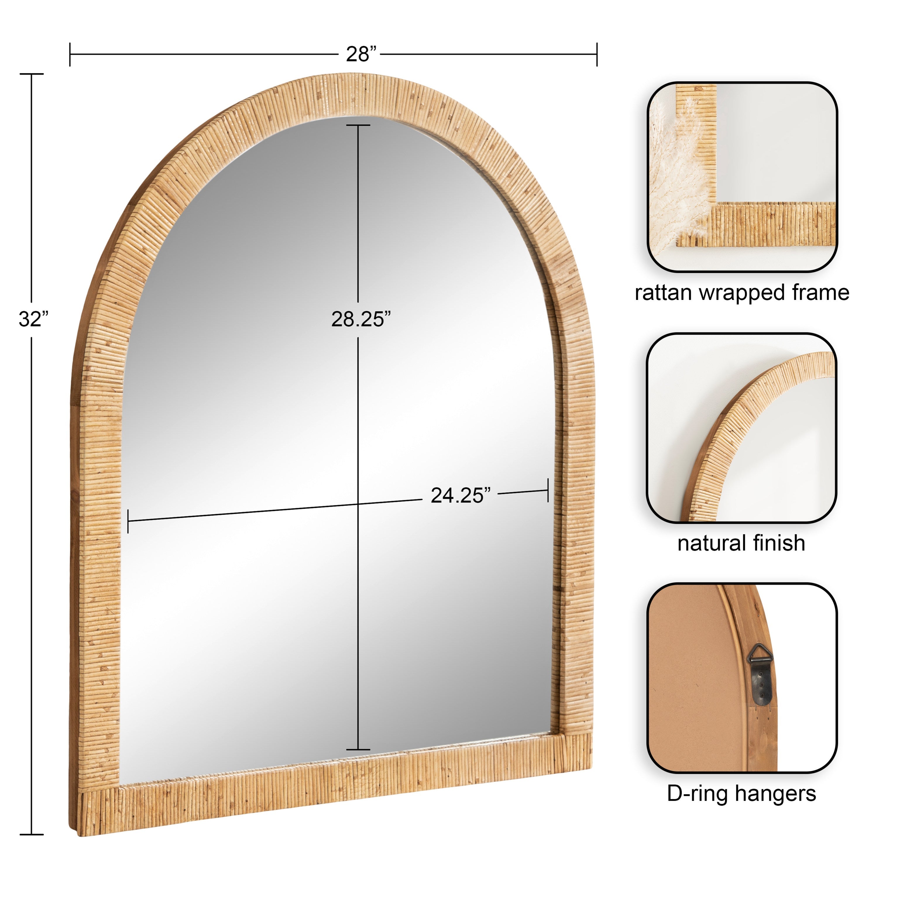 Rahfy Arch Framed Wall Mirror