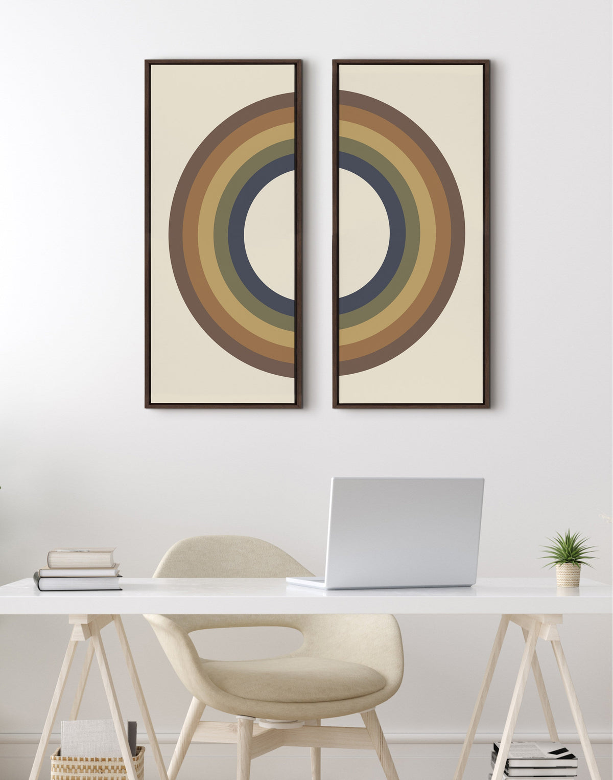 Sylvie Retro Rainbow Framed Canvas by The Creative Bunch Studio