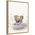 Sylvie Baby Elephant 6 in Spring Bathtub Framed Canvas by Amy Peterson