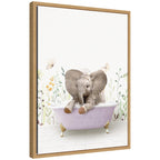 Sylvie Baby Elephant 6 in Spring Bathtub Framed Canvas by Amy Peterson