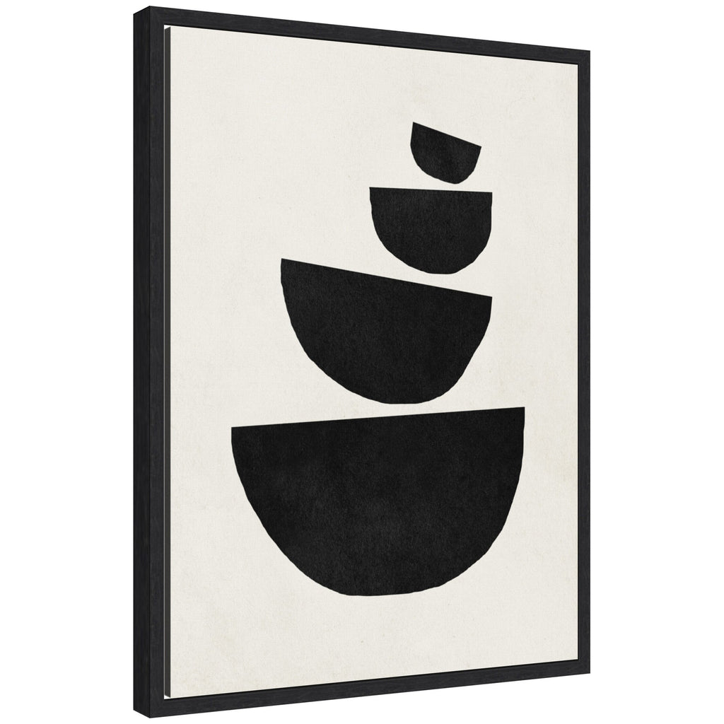 Sylvie Black Geometric Abstract 1 Framed Canvas by July Art Prints