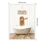 Sylvie Golden Labradoodle in Hot Bath Framed Canvas by Amy Peterson