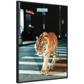 Sylvie Tiger in the City at Night 2 Framed Canvas by Michael Schauer