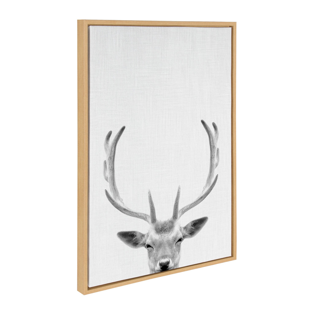 Sylvie Deer Portrait Framed Canvas by Simon Te Tai