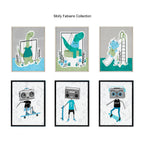 Sylvie Boom Box Boy 1 Framed Canvas by Molly Fabiano, Black 18x24