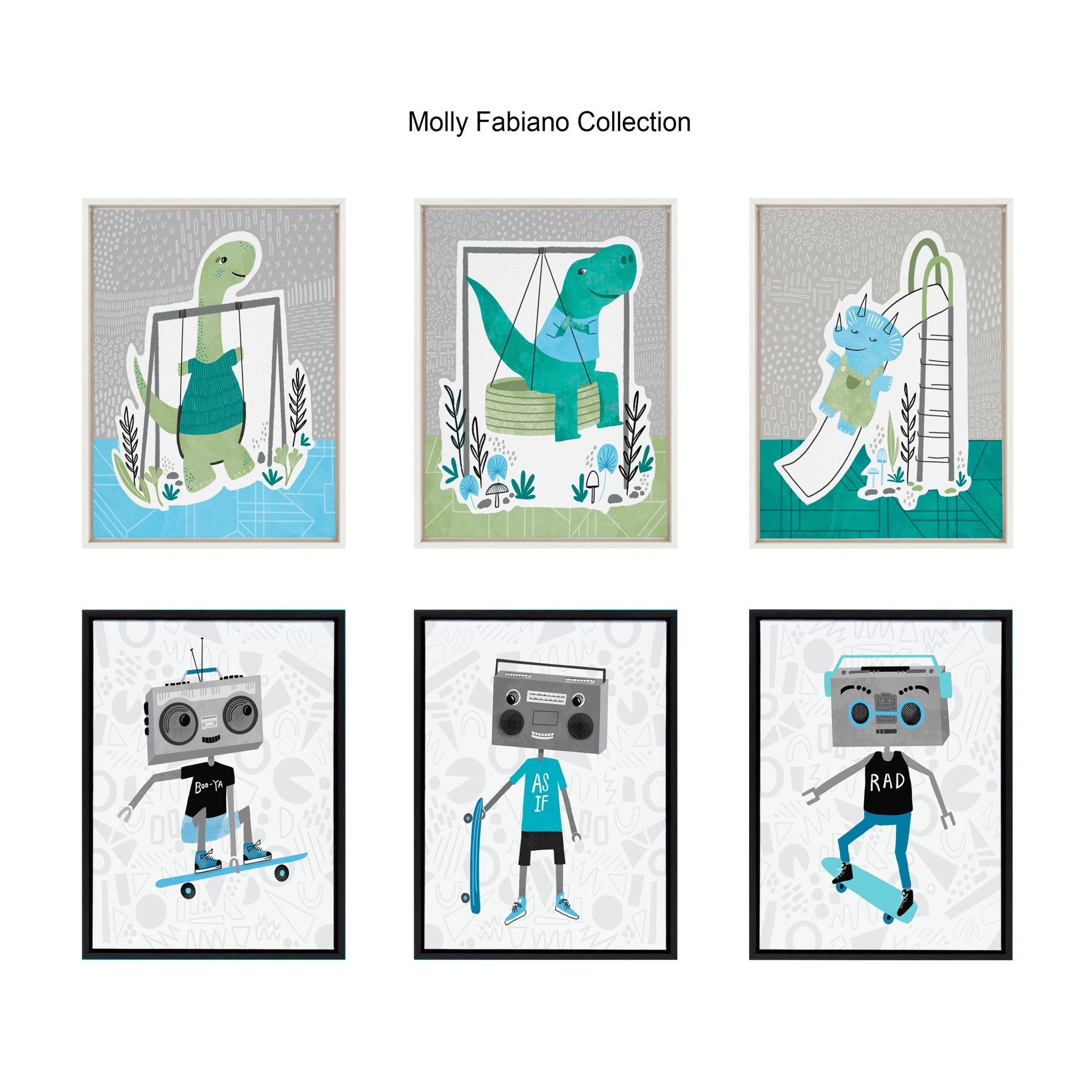Sylvie Boom Box Boy 1 Framed Canvas by Molly Fabiano, Black 18x24