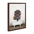 Sylvie Bison Rustic Bubble Bath Framed Canvas by Amy Peterson Art Studio