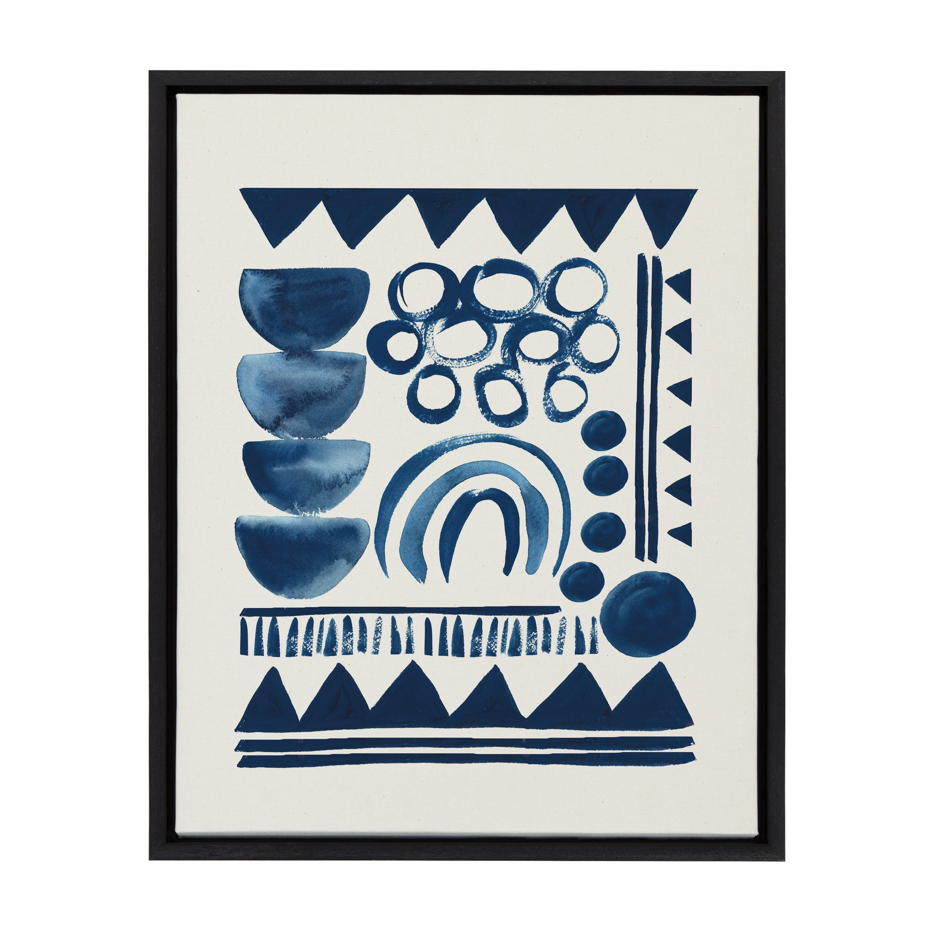 Sylvie 858 Indigo Abstract Framed Canvas by Teju Reval