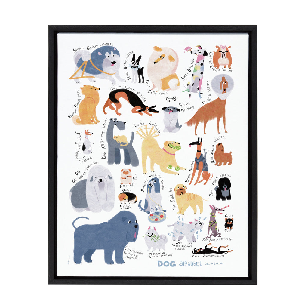 Sylvie Dog Alphabet Framed Canvas by Lida Larina