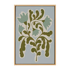 Sylvie Expressive Abstract House Plant Playful Blue Framed Canvas by The Creative Bunch Studio