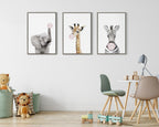 Sylvie Bubble Gum Giraffe Framed Canvas by Amy Peterson Art Studio
