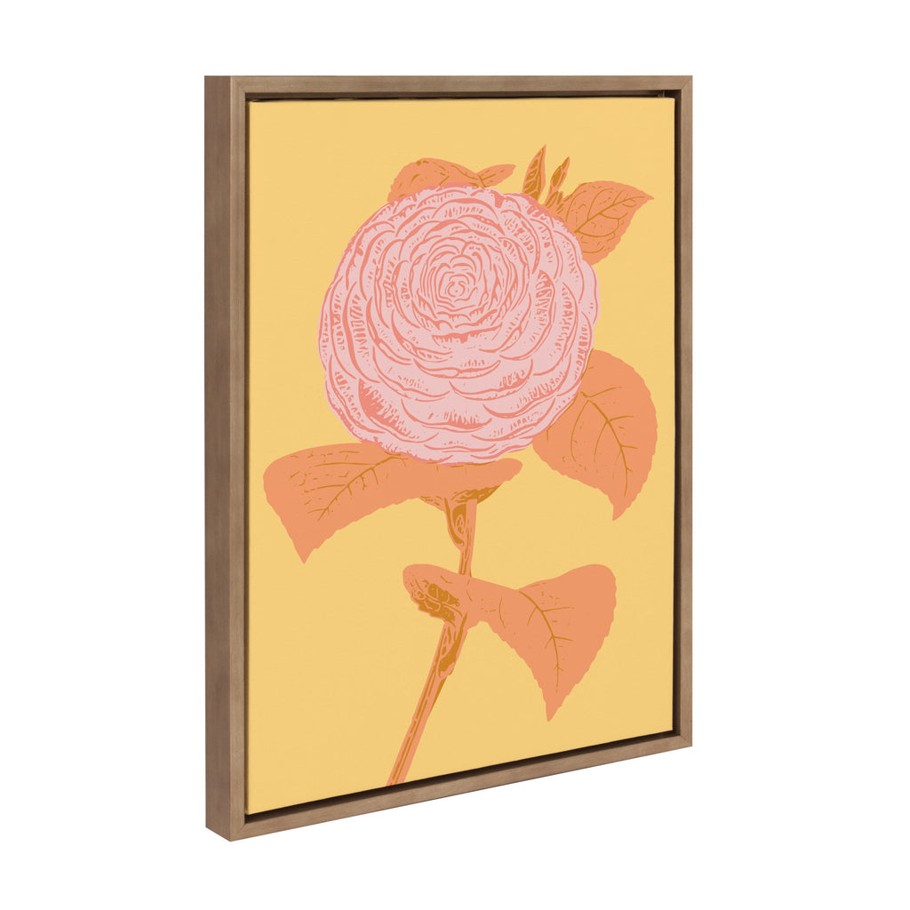 Sylvie Peony in Yellow Framed Canvas by Apricot and Birch