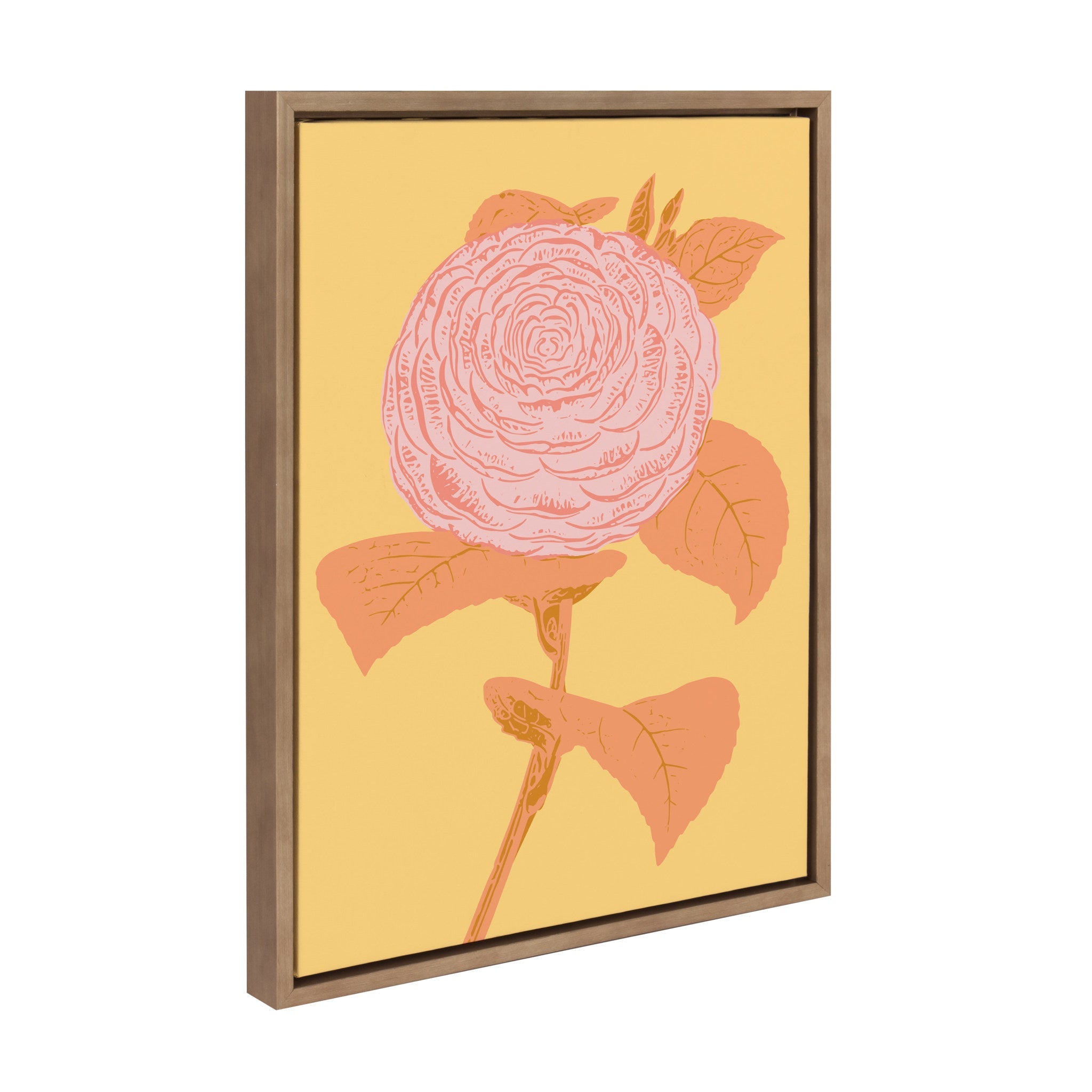 Sylvie Peony in Yellow Framed Canvas by Apricot and Birch