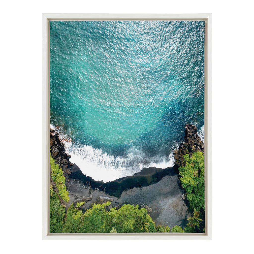 Sylvie Maui Black Sand Beach 1 Framed Canvas by Rachel Bolgov