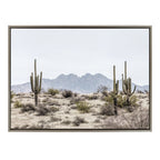 Sylvie Tall Saguaro Cacti Desert Mountain Framed Canvas by The Creative Bunch Studio