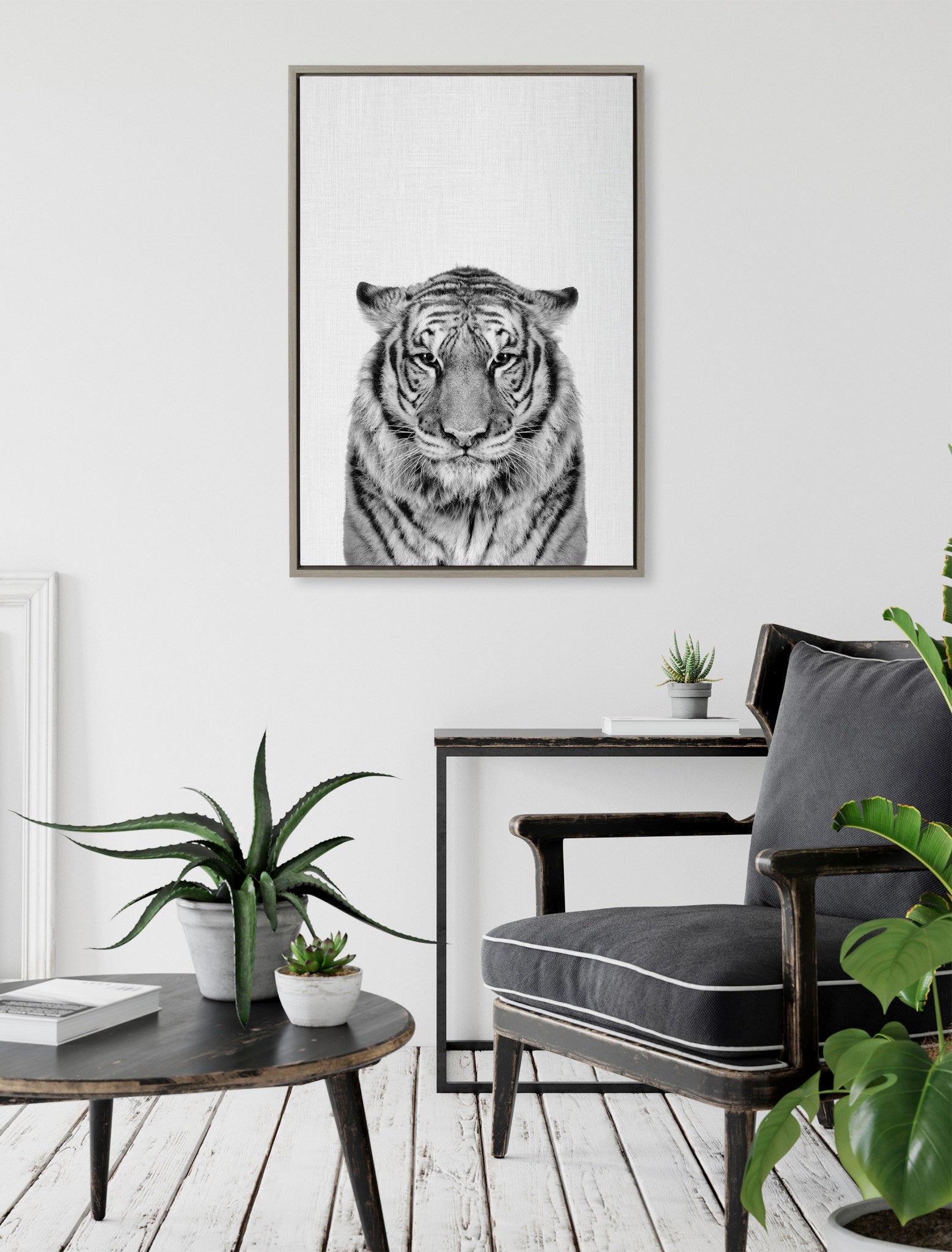 Sylvie Tiger Framed Canvas by Simon Te of Tai Prints