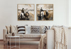 Sylvie Western Cowboy Horseback Ranch Abstract Neutral 2 Framed Canvas by The Creative Bunch Studio